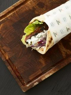 Hälsans Kök Sensation Burger som vegansk durum kebab