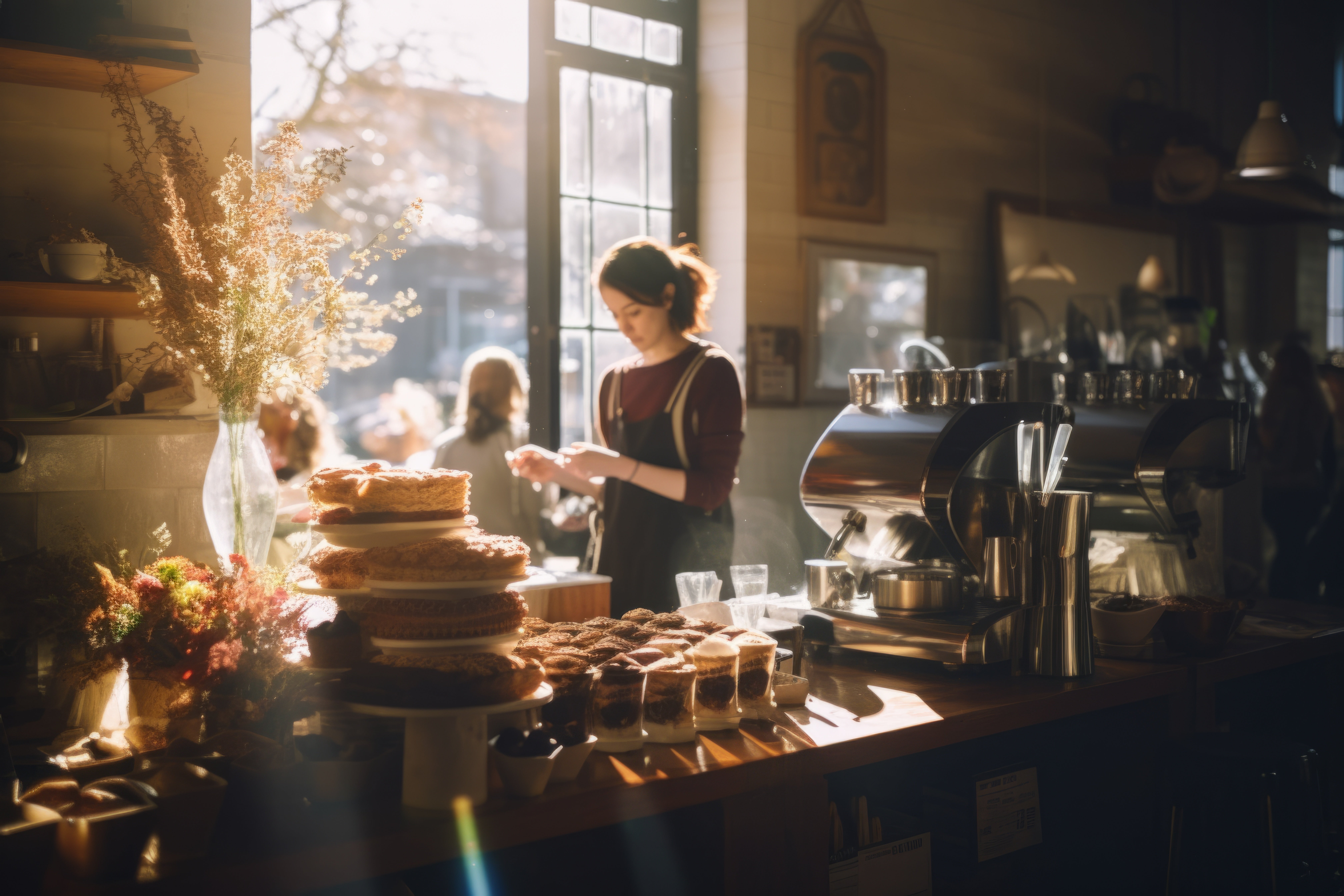 kvinna på ett café