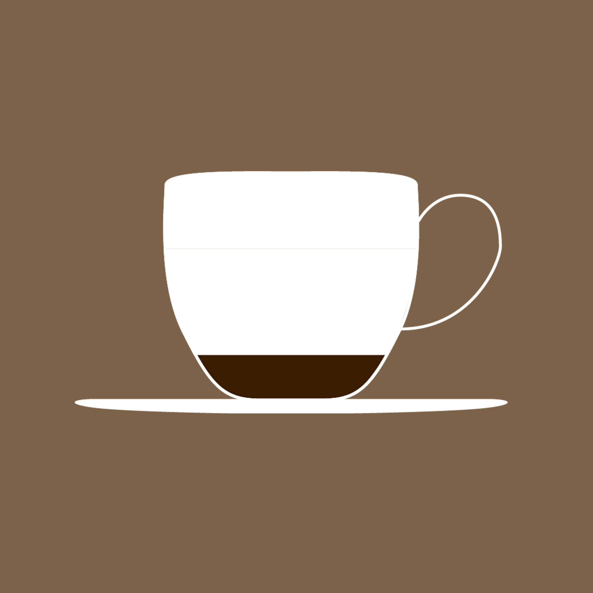 Kaffekoppssymbol i vitt och brunt.