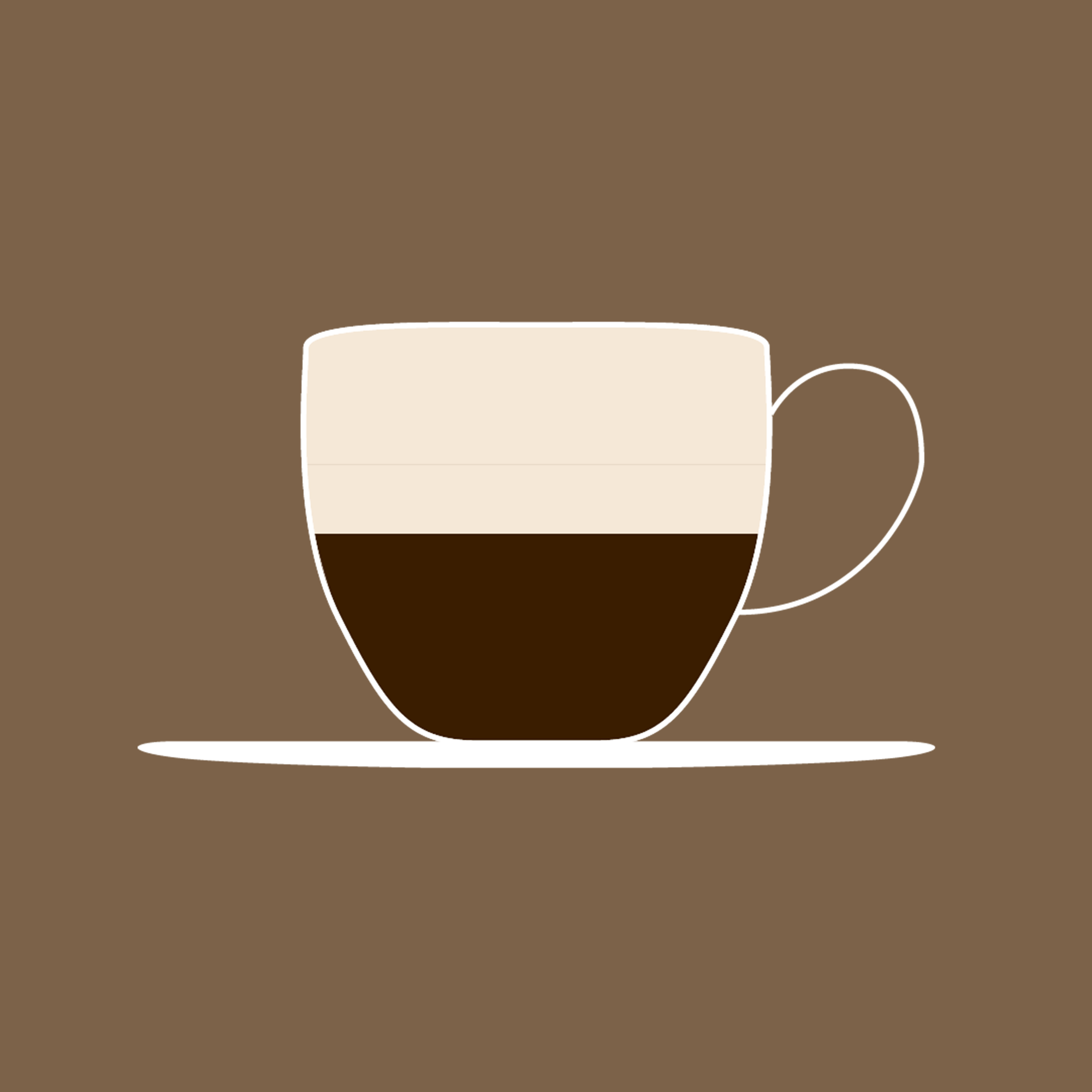 Kaffekoppssymbol i beige och brunt.
