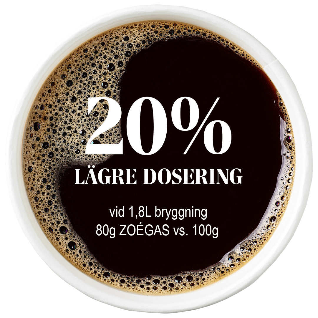 zoegas lägre dosering i svart kopp kaffe