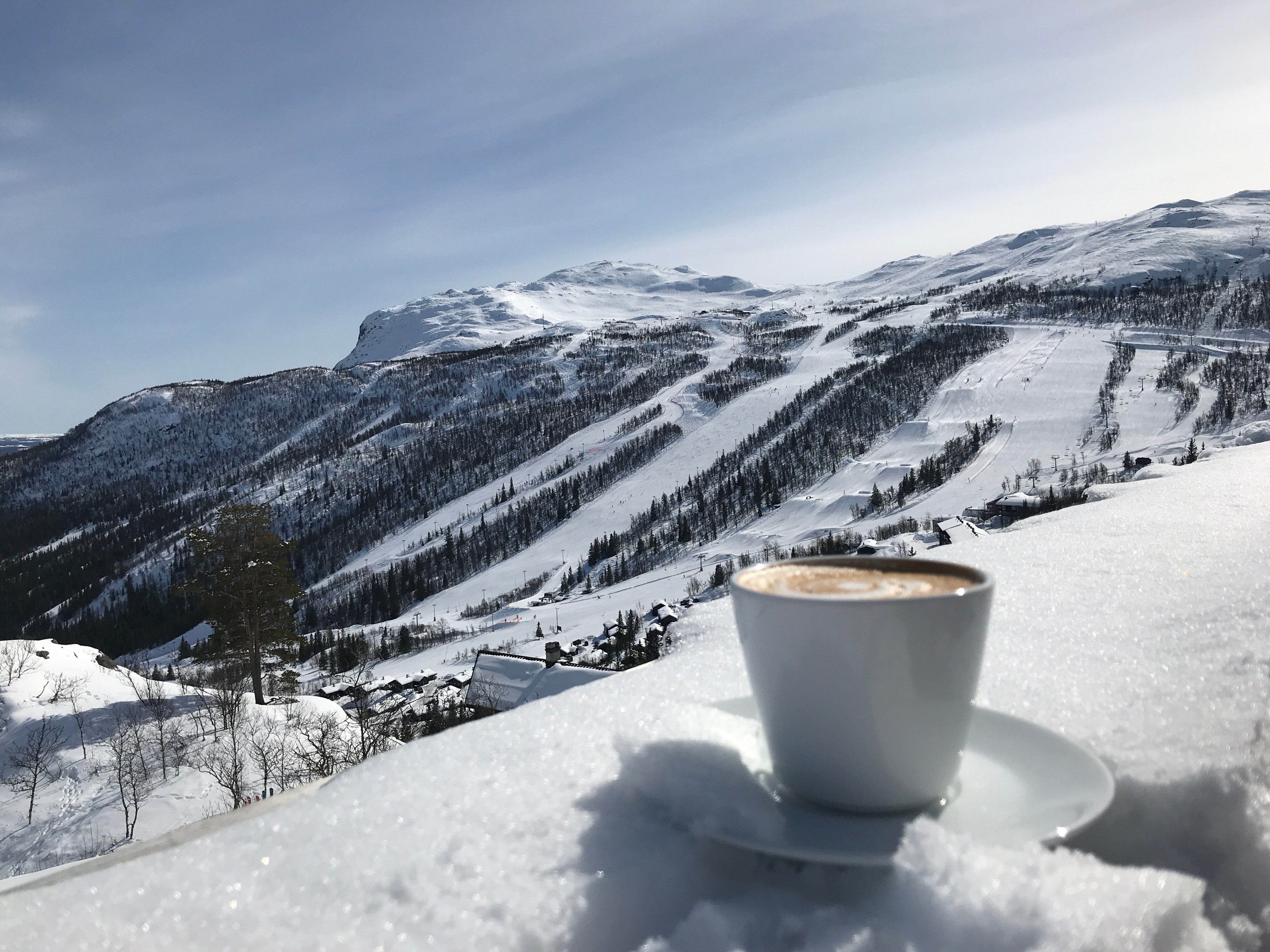 cappuccino i skidbacke