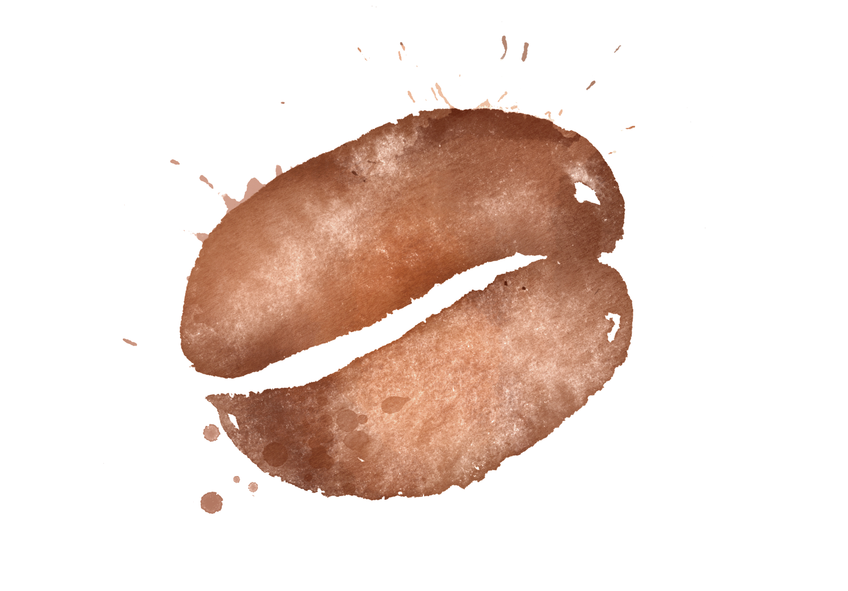 ljusrostad kaffeböna målad liggande i vattenfärg