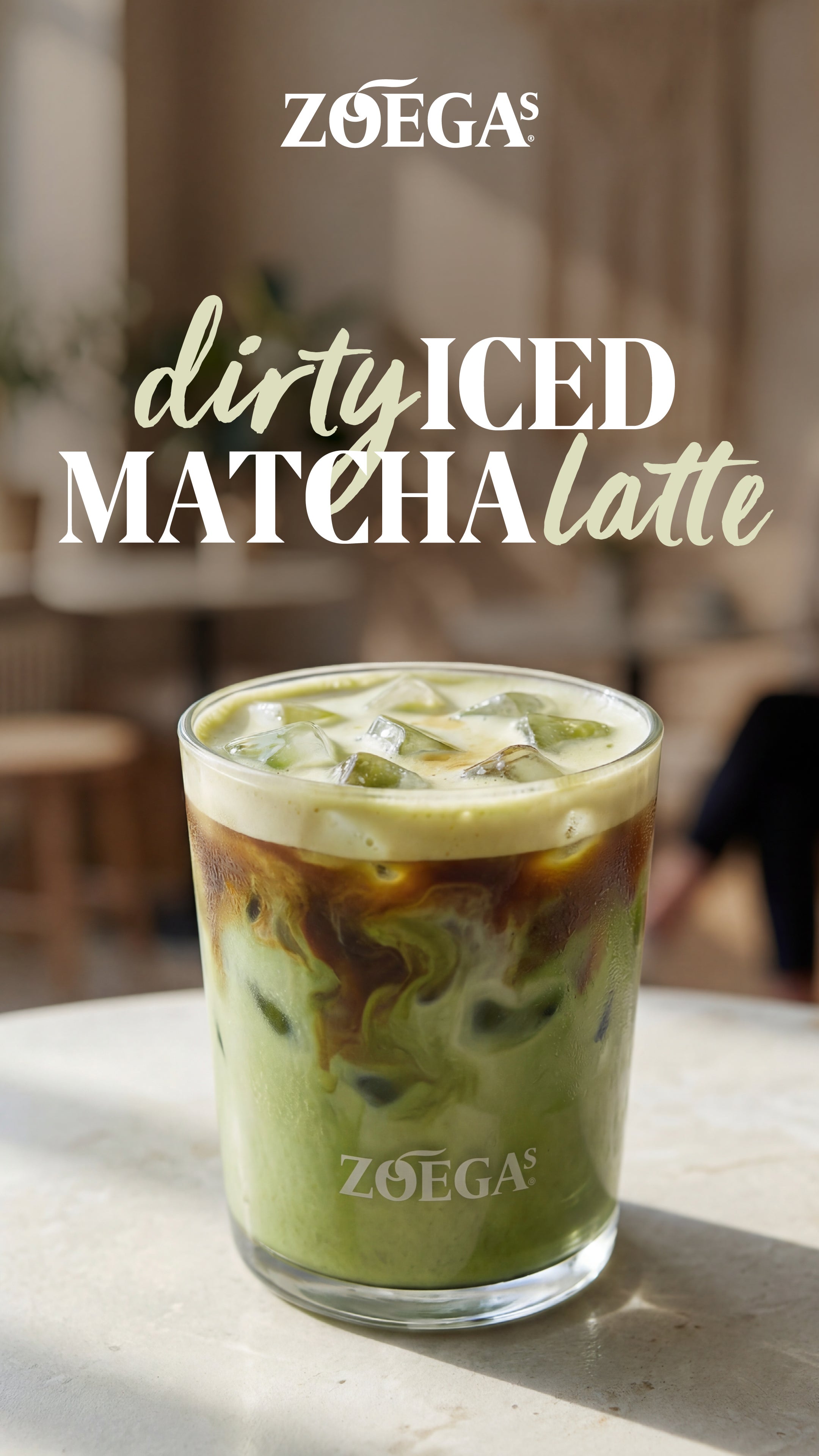 Zoegas dirty iced matcha latte digital skylt thumb