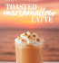 toasted marshmallow latte i glas mot solnedgång