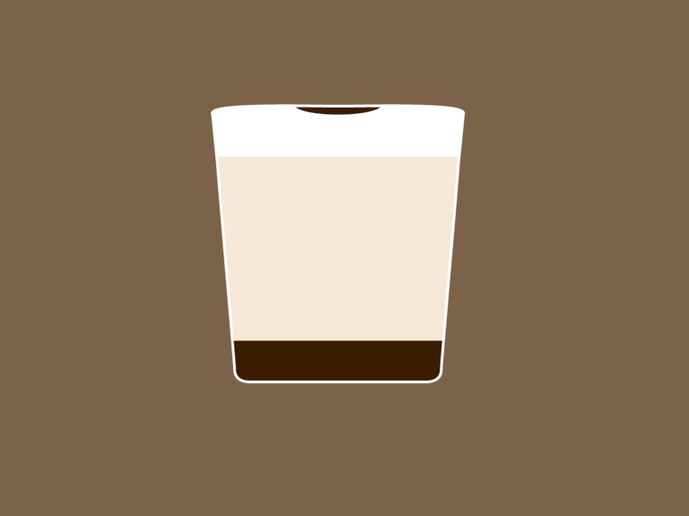 Café longo cup symbol i brunt, beige och vitt