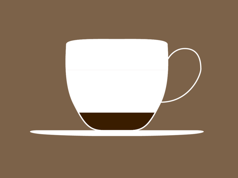 Kaffekoppssymbol i vitt och brunt.