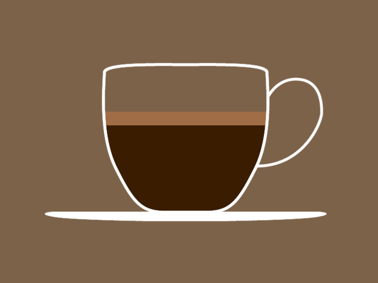 Kaffekopp i ritning med brun bakgrund