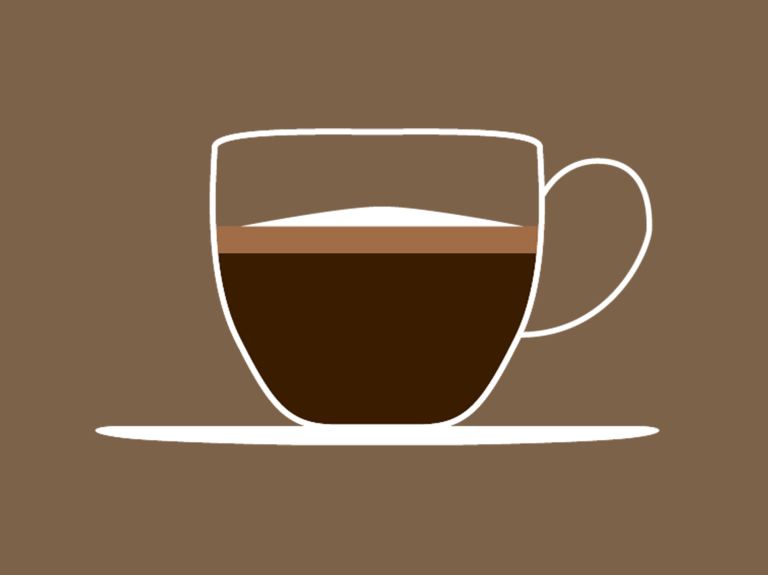Kaffekopp i ritning med brun bakgrund
