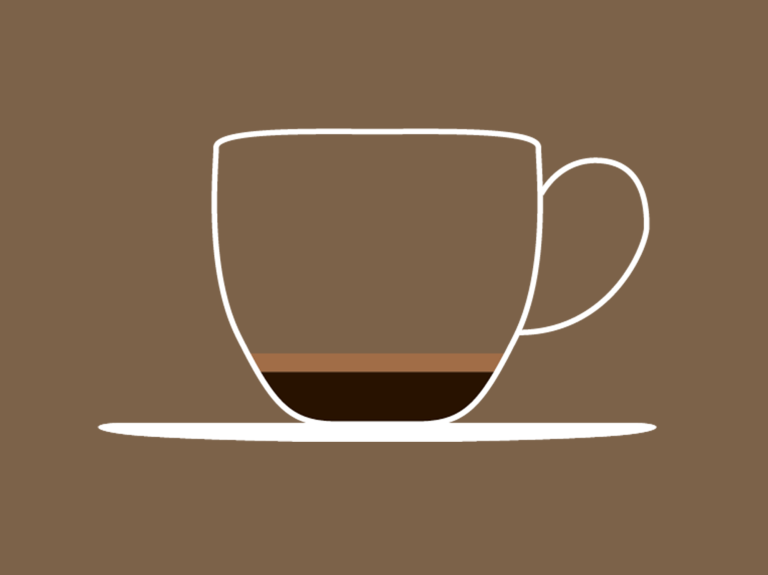 Kaffekopp i ritning med brun bakgrund