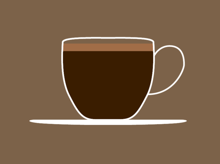 Kaffekopp i ritning med brun bakgrund