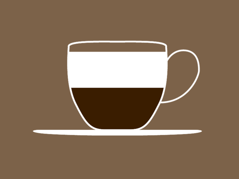 Kaffekopp i ritning med brun bakgrund