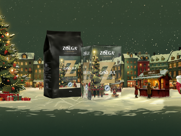 zoegas julkaffe illsutration med förpackningar