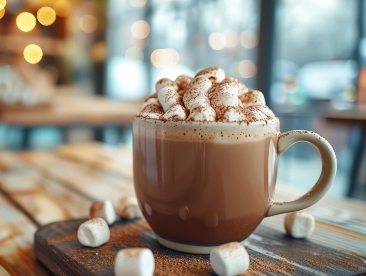 Sjokoladekakao med marshmallows som topping.