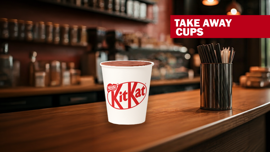 kitkat take away cup on counter