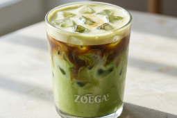 dirty icved matcha latte i zoegas glas