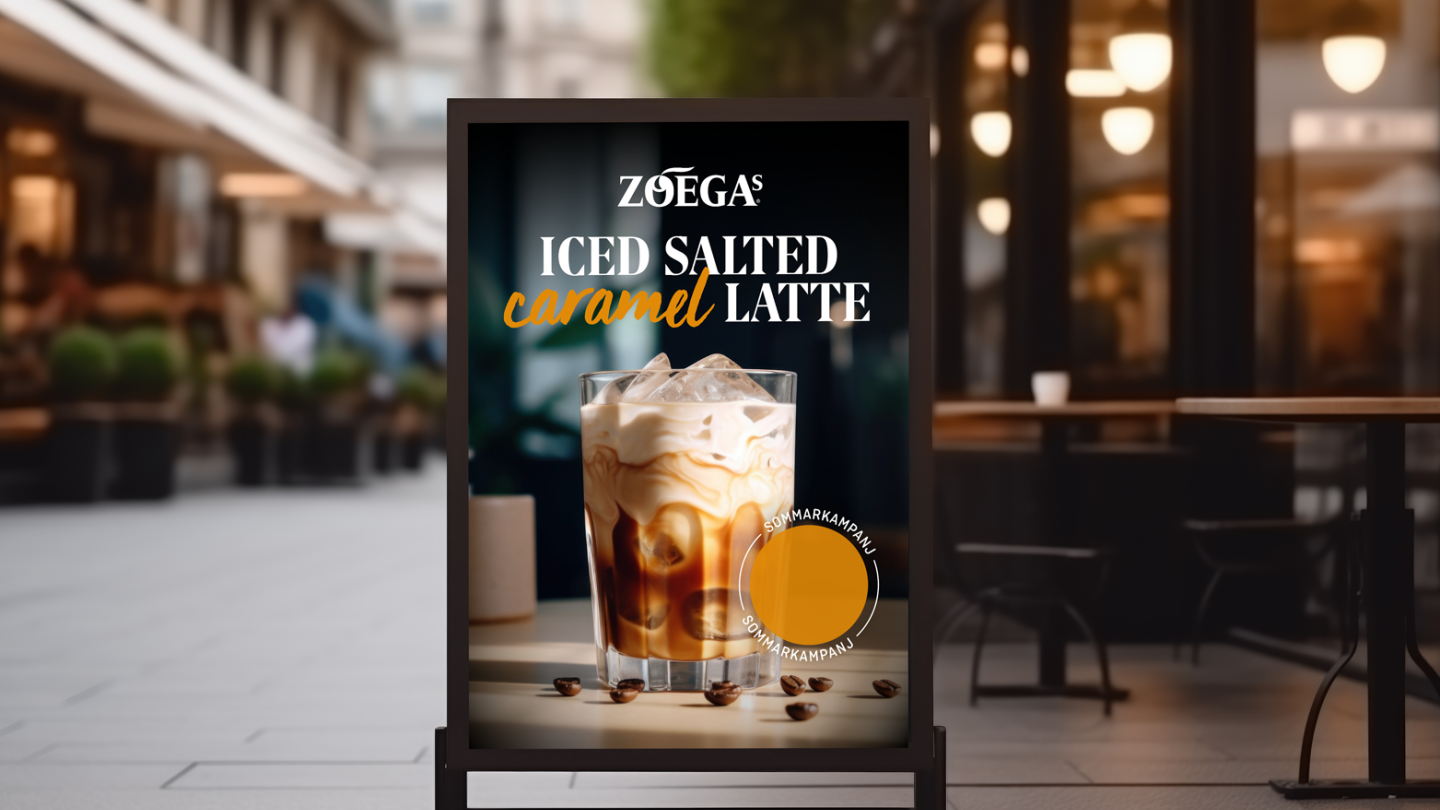 zoegas iced salted caramel skylt