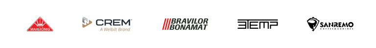 Logoene til Mahlkonig, CREM, Bravilor og Sanremo