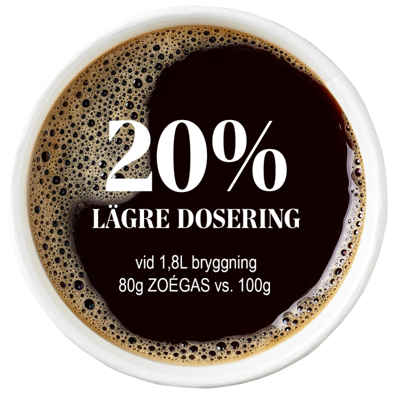 zoegas lägre dosering i svart kopp kaffe