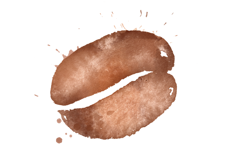 ljusrostad kaffeböna målad liggande i vattenfärg